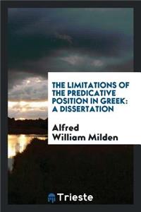 The Limitations of the Predicative Position in Greek ..