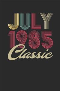 Classic July 1985: Dotted Bullet Grid Notebook / Journal (6 X 9 -120 Pages) - July Birthday Gift Idea