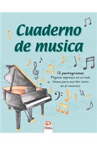 Cuaderno de musica 12 pentagramas