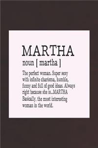 Martha Noun [ Martha ] the Perfect Woman Super Sexy with Infinite Charisma, Funny and Full of Good Ideas. Always Right Because She Is... Martha