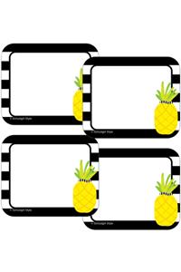 Simply Stylish Tropical Pineapple Stripe Name Tags