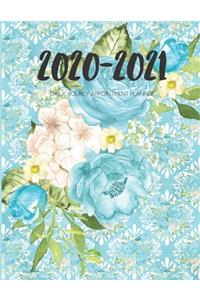 Daily Planner 2020-2021 Watercolor Turquoise Flowers 15 Months Gratitude Hourly Appointment Calendar