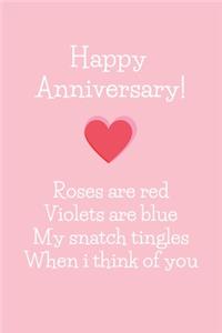 Happy Anniversary - Roses Are Red Violets Are Blue My Snatch Tingles When I Think Of You