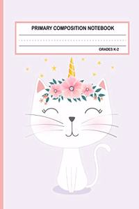 Primary Composition Notebook Grades K-2 Kawaii Kitty Cat