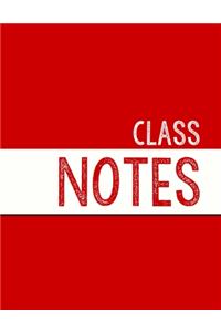 Red Class Notebook: 100 numbered pages, college-ruled, fillable table of contents for quick note retrieval, colors for each subject