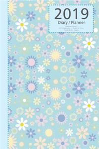 2019 Diary / Planner, Flower Power: 2019 Calendar, Week to View, Lined Notes Pages