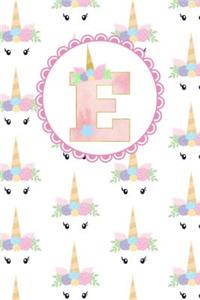 Unicorn Monogram Journal - Letter E