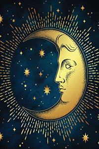 Celestial Dot Grid Journal - Moon and Stars