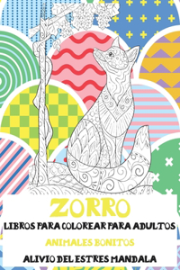 Libros para colorear para adultos - Alivio del estrés Mandala - Animales bonitos - Zorro