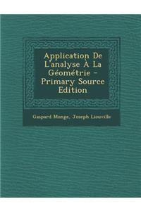 Application de L'Analyse a la Geometrie