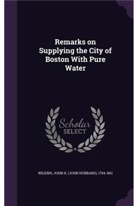 Remarks on Supplying the City of Boston With Pure Water