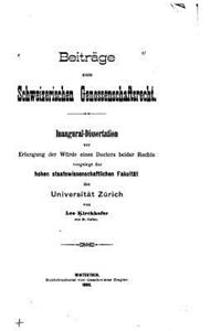 Beiträge zum schweizerischen Genossenschaftsrecht