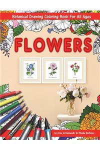 Flowers Coloring Book with Botanical Drawing