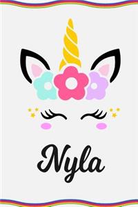 Nyla: Personal Notebook Personal Diary Unicorn Notebook Personalized Journal Customized Journal Unicorn Lover Gift Personal Name Notebook