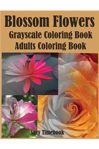 Blossom Flowers Grayscale Coloring Book