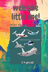 welcom little one enjoy coloring airplane