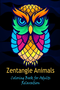Zentangle animals coloring book for adults relaxation