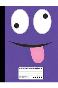 Funny Purple Goofy Emoticon Composition Notebook