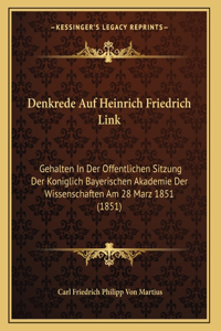 Denkrede Auf Heinrich Friedrich Link