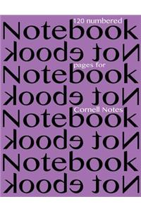 Notebook 120 numbered pages for Cornell Notes