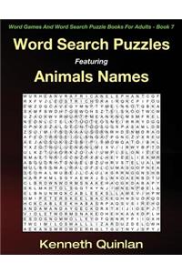 Word Search Puzzles Featuring The Names Of Animals
