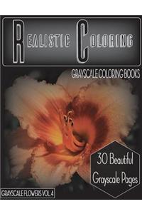 Realistic Coloring Grayscale Flowers Vol.4