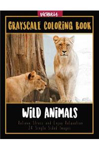 Wild Animals Grayscale Coloring Book