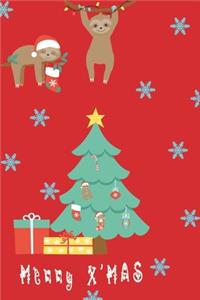 Merry X'Mas Sloth Notebook for Sloth Lovers