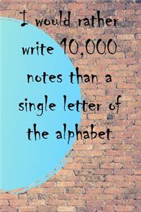 I would rather write 10,000 no single letter of the alphabet