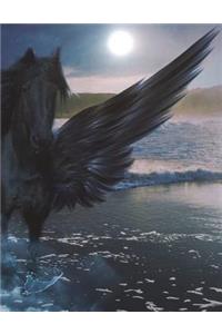 Pegasus Flying Horse Black Notebook / Journal / Diary / Composition Book Large