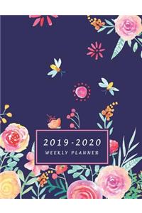 2019-2020 Weekly Planner: Large Two Year Planner with Floral Cover and Coloring Pages (Volume 2)