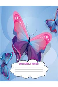 Butterfly Notes: Butterfly Bullet Journal 7.44" x 9.69" 100 Pages, Pretty Butterfly Bullet Journal