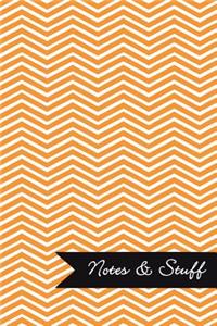 Notes & Stuff - Lined Notebook with Tangerine Chevron Pattern Cover