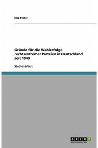 Gründe für die Wahlerfolge rechtsextremer Parteien in Deutschland seit 1949