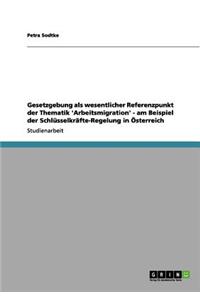 Gesetzgebung als wesentlicher Referenzpunkt der Thematik 'Arbeitsmigration' - am Beispiel der Schlüsselkräfte-Regelung in Österreich