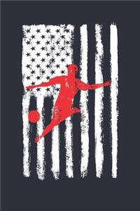 Fourth of July Gift for Soccer Player - American Flag Soccer Notebook - USA Flag Soccer Journal