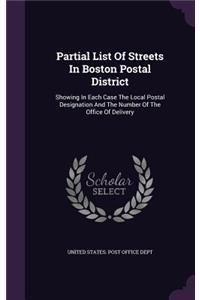 Partial List of Streets in Boston Postal District