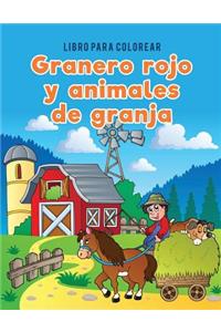 Libro para colorear granero rojo y animales de granja