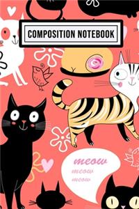 Cat Wide Ruled Composition Notebook