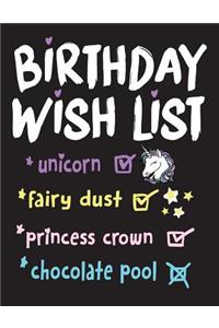 Birthday wish list