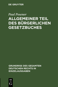 Allgemeiner Teil Des Bürgerlichen Gesetzbuches