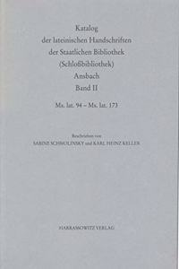 Katalog Der Lateinischen Handschriften Der Staatlichen Bibliothek (Schlossbibliothek) Ansbach