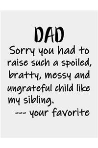 Dad Sorry You had to raise a Spoiled, Bratty, Messy and Ungrateful Child