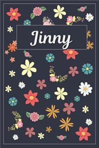 Jinny: Lined Writing Notebook with Personalized Name 120 Pages 6x9 Flowers