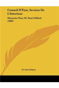 Conseil D'Etat, Section De L'Interieur