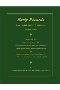 Early Records, Hampshire County, Virginia, Now West Virginia