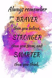 Always Remember You Are Braver Than You Believe, Stronger Than You Seem, And Smarter Than You Think