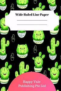 Cute Cactus Theme Wide Ruled Line Paper