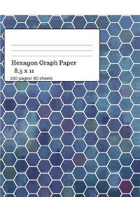 Hexagon Graph Paper: Hexagonal Paper Notebooks, Hexagon Small, Graph Paper Hexagon, 160 Pages/ 80 Sheets, 8.5 X 11 Size. Blue Bricks Theme
