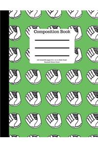 Composition Book 100 Sheet/200 Pages 8.5 X 11 In.Wide Ruled Baseball Gloves Green